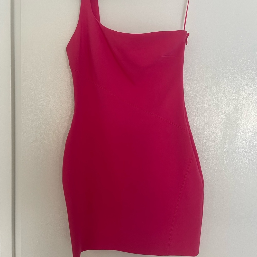 LIKELY pink one shoulder mini dress